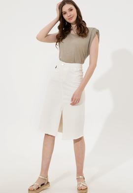 Kadın Haki Bisiklet Yaka Kolsuz Tişört - 50250261013