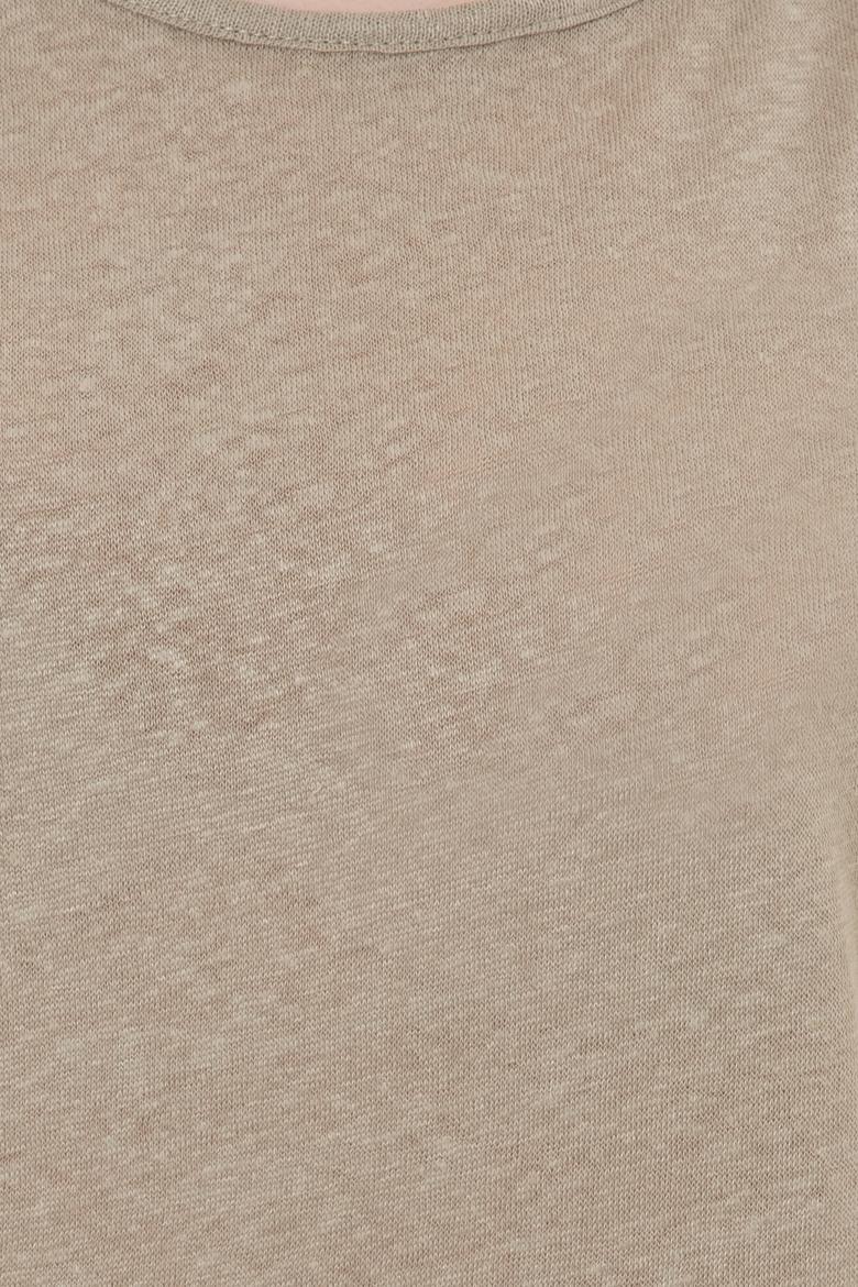 Kadın Haki Bisiklet Yaka Kolsuz Tişört - 50250261013