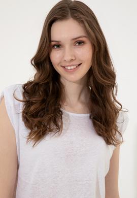 Kadın Beyaz Bisiklet Yaka Kolsuz Tişört - 50250261007