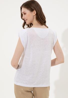 Kadın Beyaz Bisiklet Yaka Kolsuz Tişört - 50250261007