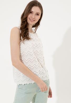 Kadın Krem Kısa Kollu Gömlek - 50246474014