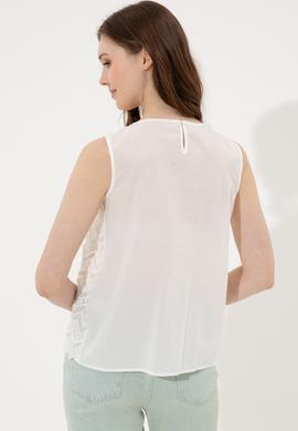 Kadın Krem Kısa Kollu Gömlek - 50246474014