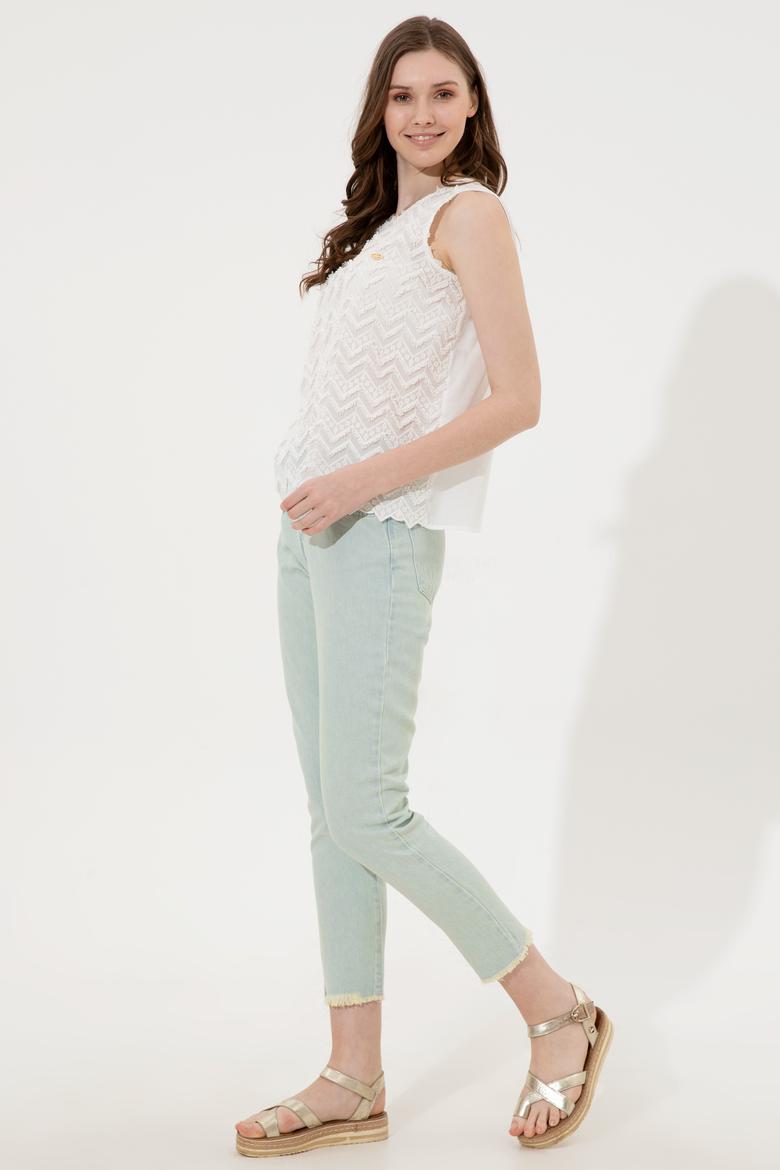 Kadın Krem Kısa Kollu Gömlek - 50246474014