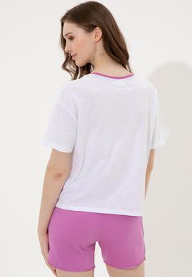 Kadın Menekşe Bisiklet Yaka Tişört - 50248137035