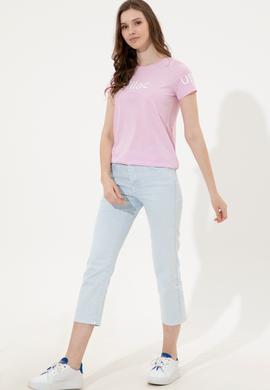 Kadın Manolya Bisiklet Yaka Tişört - 50248142052