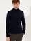 Erkek Lacivert Balıkçı Yaka Basic Triko Kazak