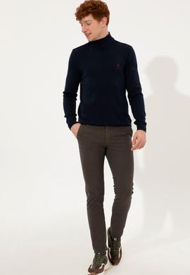 Erkek Lacivert Balıkçı Yaka Basic Triko Kazak - 50253449006