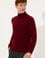 Erkek Bordo Balıkçı Yaka Basic Triko Kazak