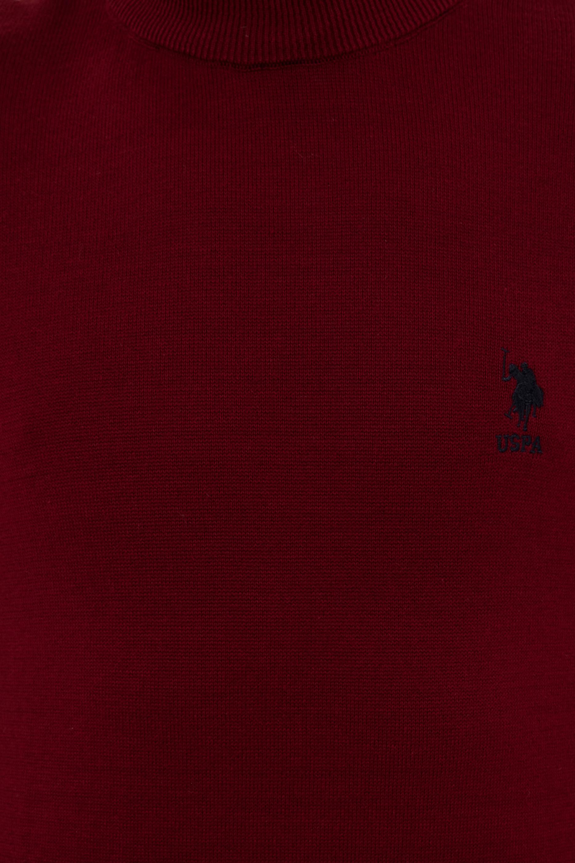 Erkek Bordo Balıkçı Yaka Basic Triko Kazak