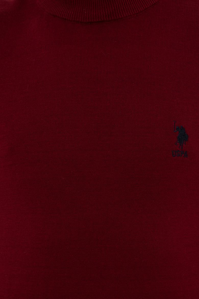 Erkek Bordo Balıkçı Yaka Basic Triko Kazak - 50253449016