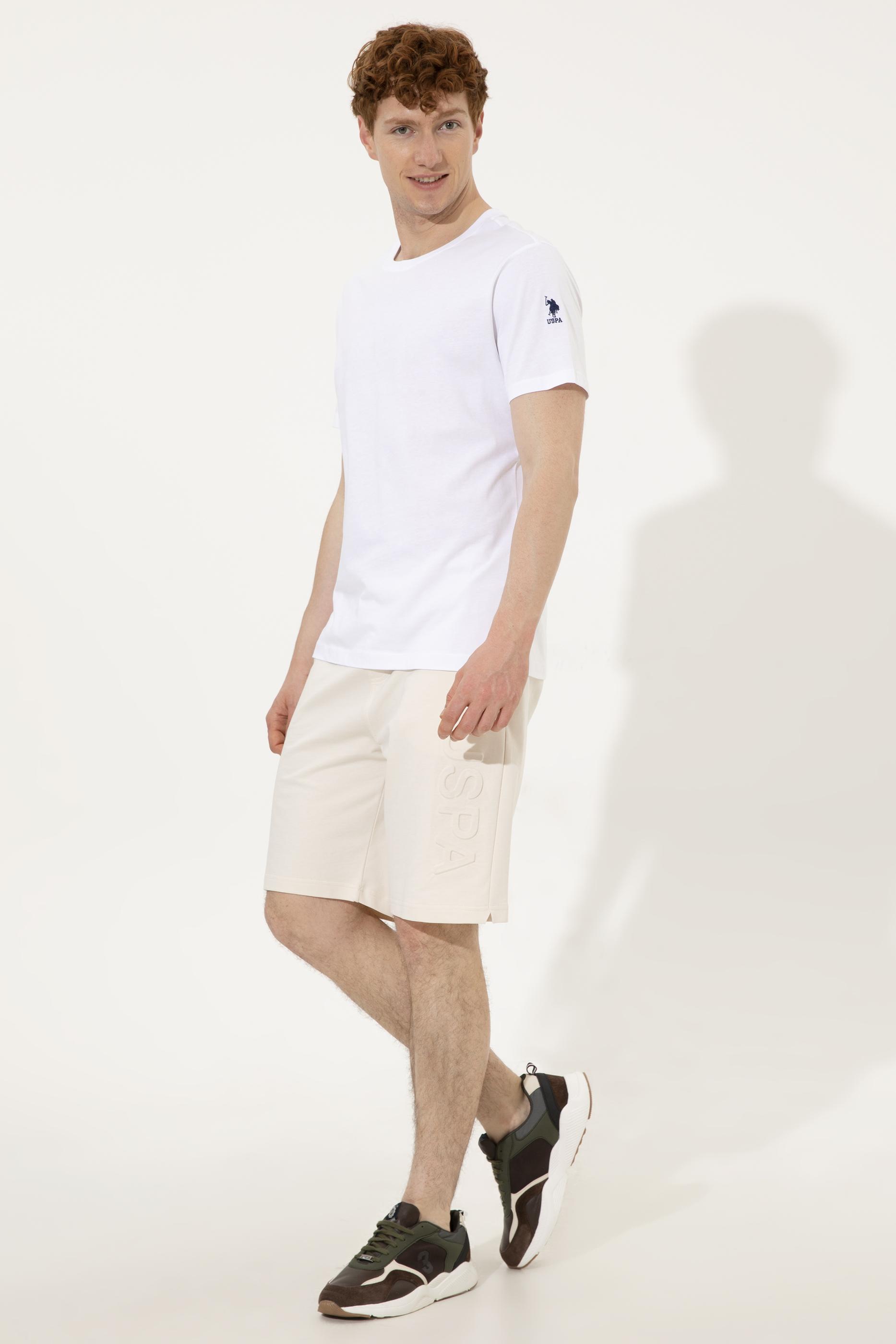 Erkek Krem Örme Şort