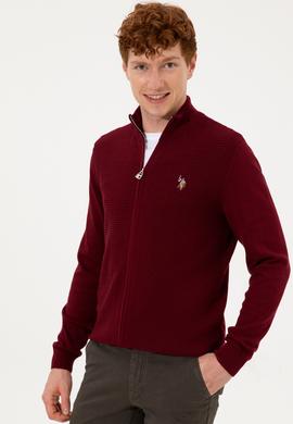 Erkek Bordo Basic Triko Hırka - 50251875015