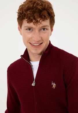 Erkek Bordo Basic Triko Hırka - 50251875015