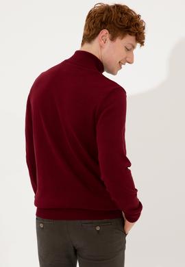 Erkek Bordo Basic Triko Hırka - 50251875015