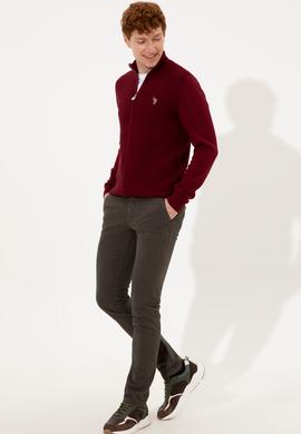 Erkek Bordo Basic Triko Hırka - 50251875015