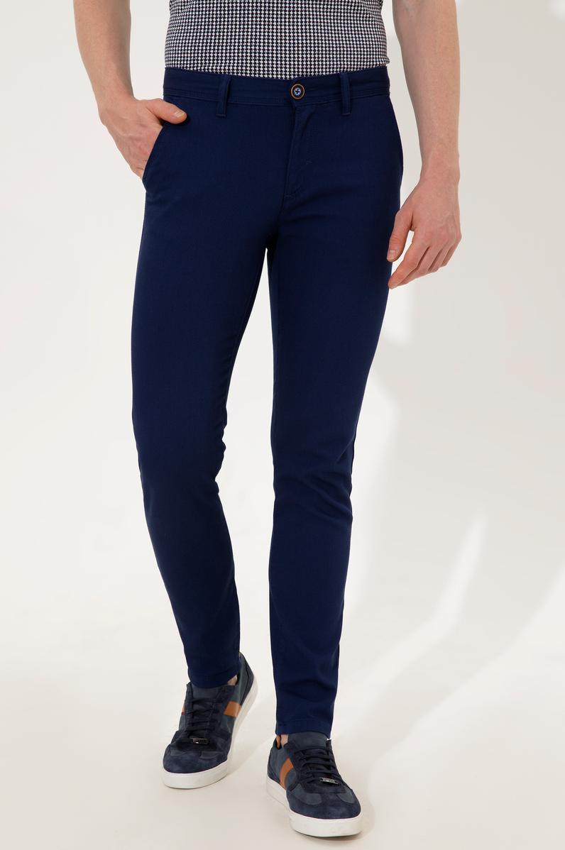 Erkek Slim Fit Lacivert Kanvas Pantolon