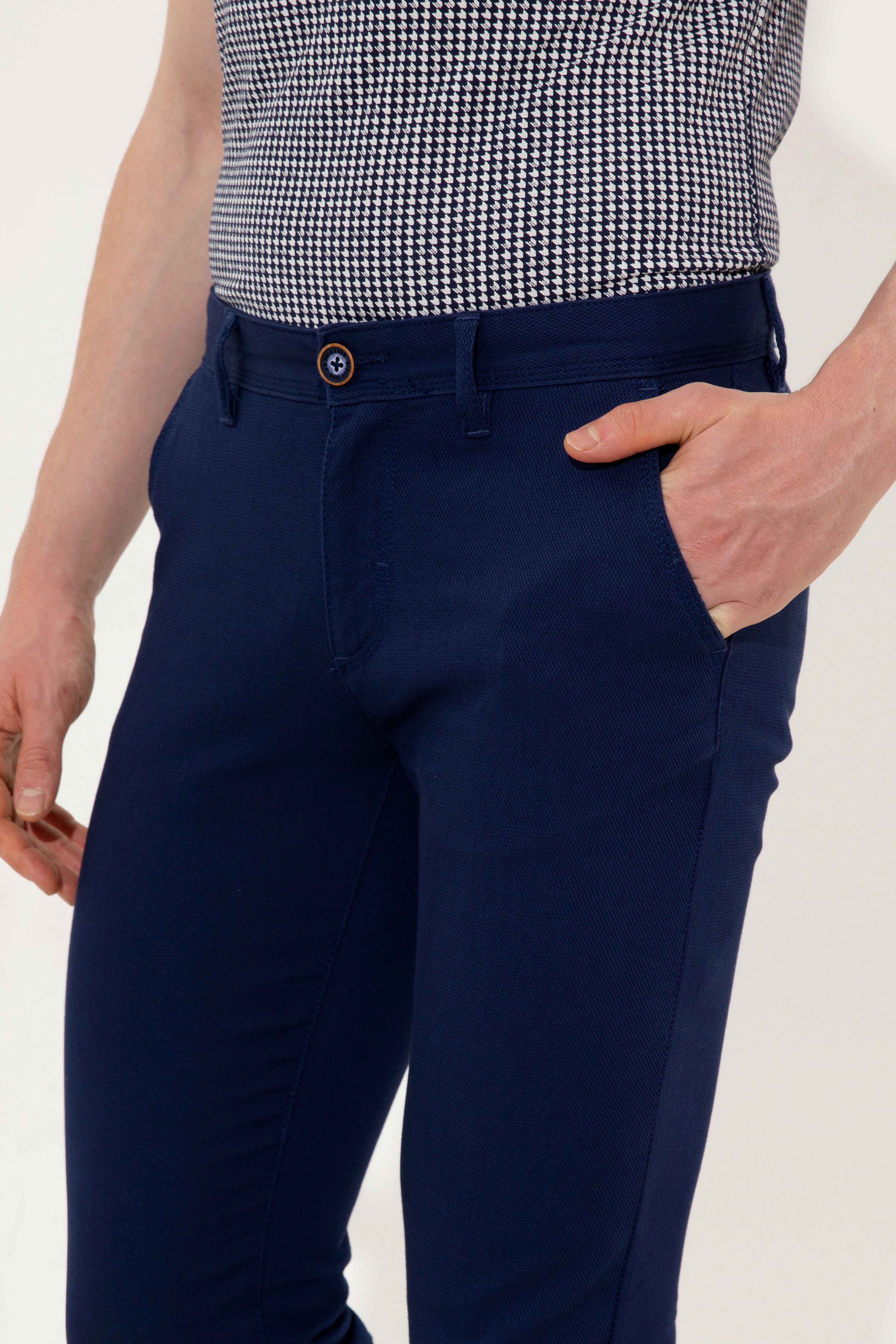 Erkek Slim Fit Lacivert Kanvas Pantolon - Image 6