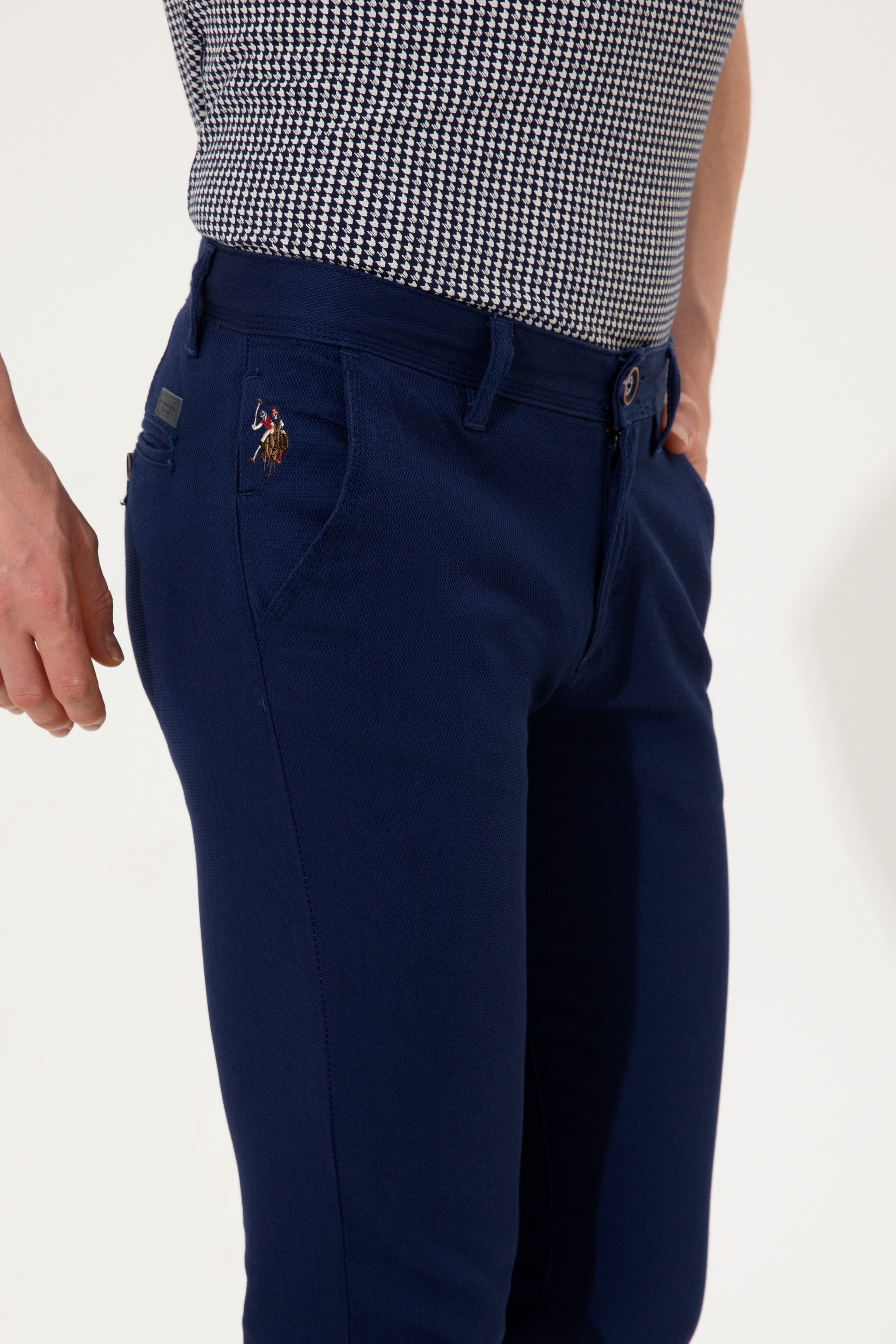 Erkek Slim Fit Lacivert Kanvas Pantolon - Image 5