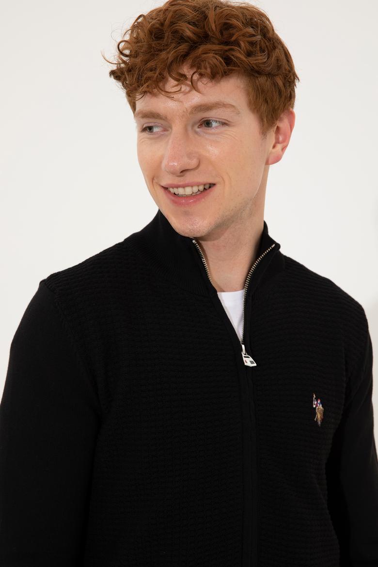 Erkek Siyah Basic Triko Hırka - 50251875027