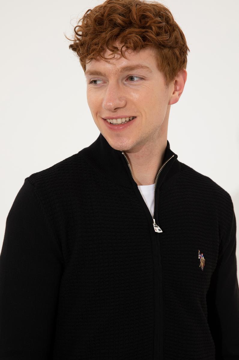 Erkek Siyah Basic Triko Hırka