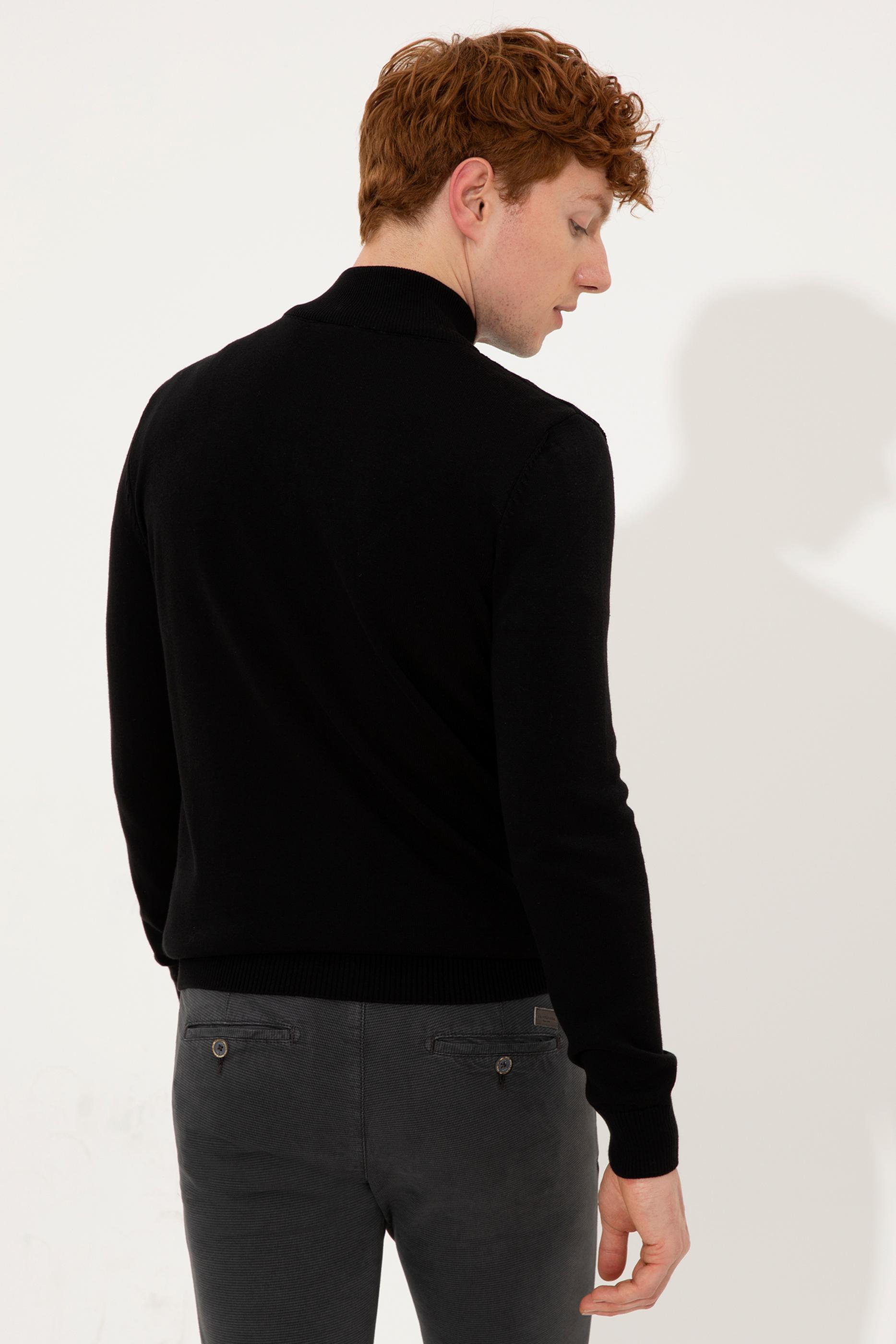 Erkek Siyah Basic Triko Hırka