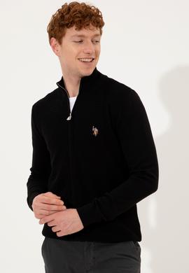 Erkek Siyah Basic Triko Hırka - 50251875027