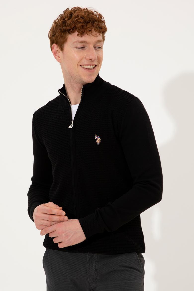 Erkek Siyah Basic Triko Hırka - 50251875027