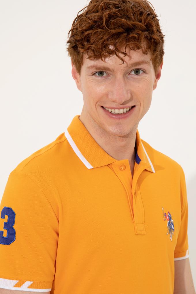 Erkek Koyu Sarı Polo Yaka T-Shirt Basic