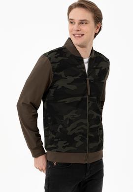 Erkek Haki Dik Yaka Örme Hırka - 50240578008