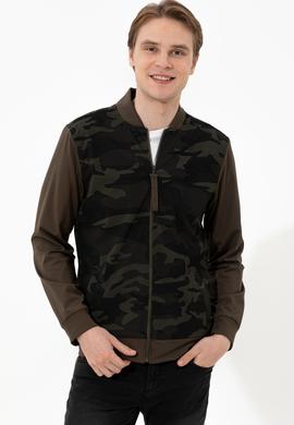 Erkek Haki Dik Yaka Örme Hırka - 50240578008