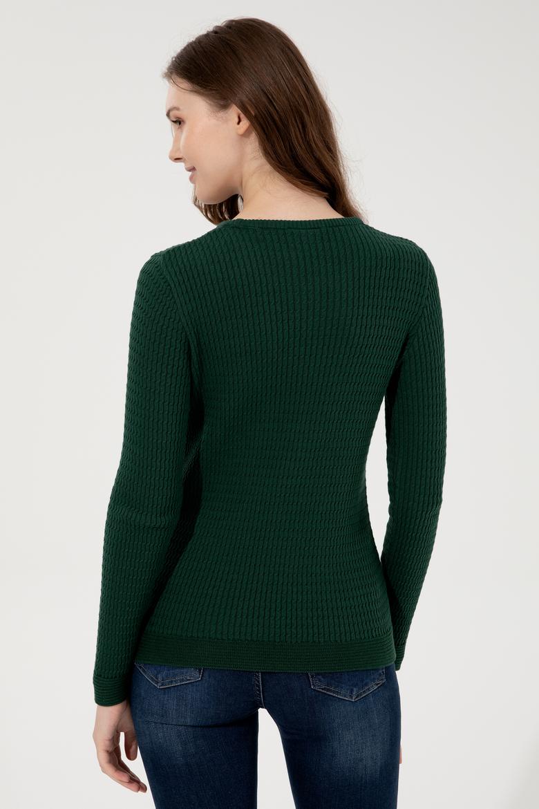 Kadın Yeşil Basic Kazak - 50255658056