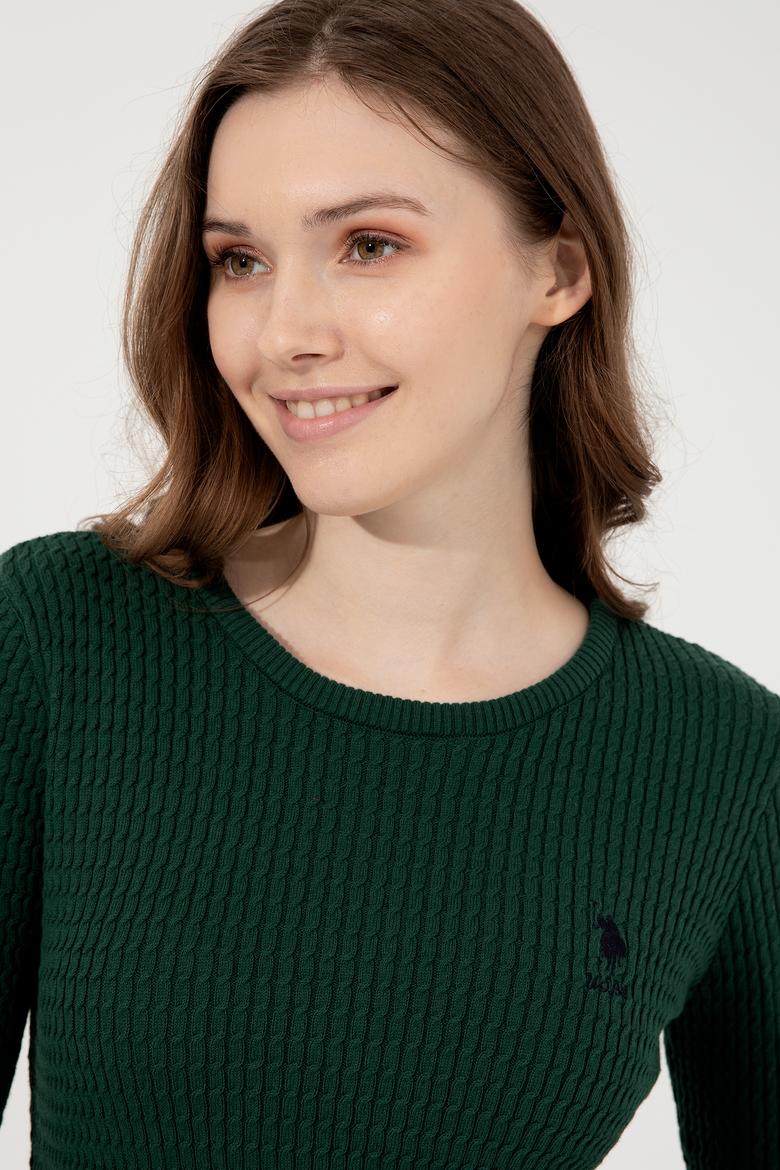 Kadın Yeşil Basic Kazak - 50255658056