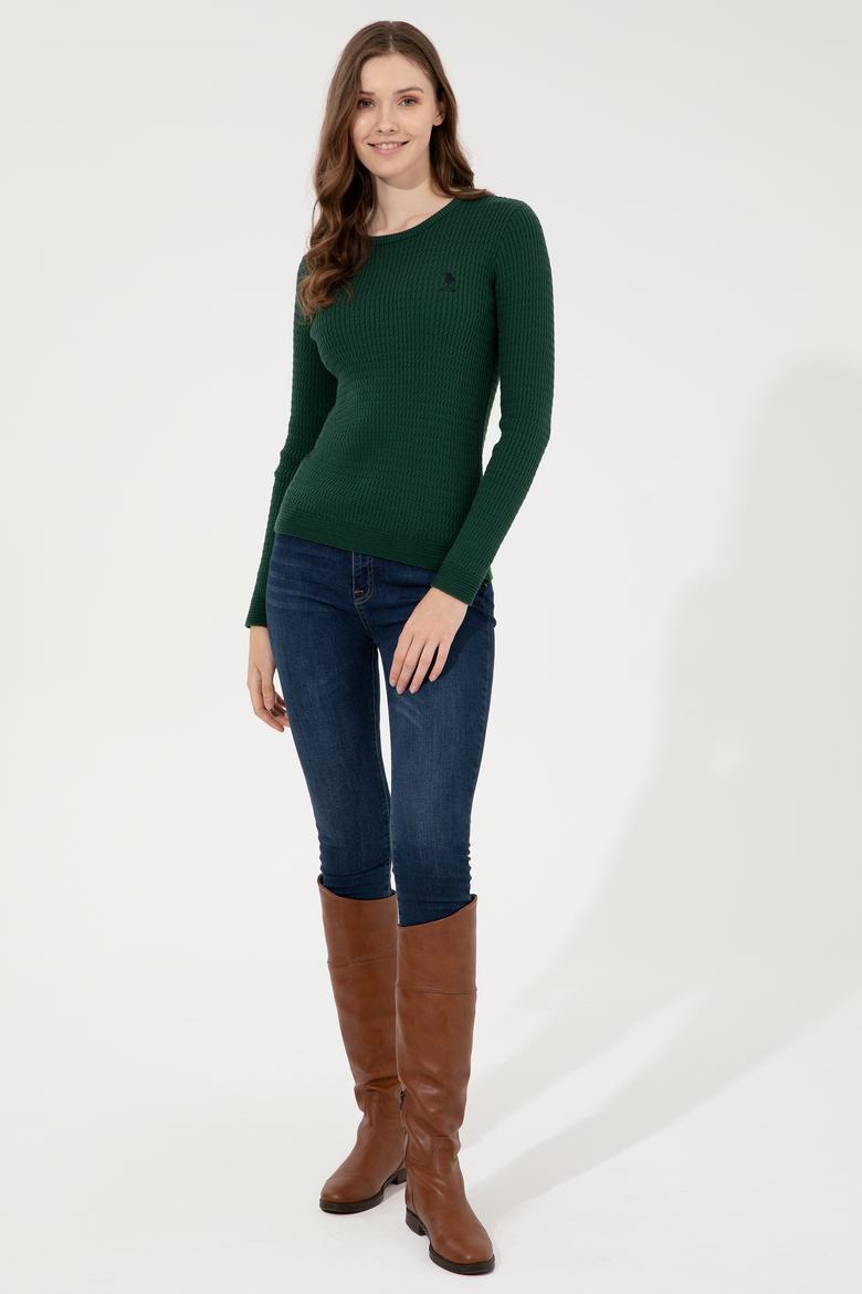 Kadın Yeşil Basic Kazak - 50255658056