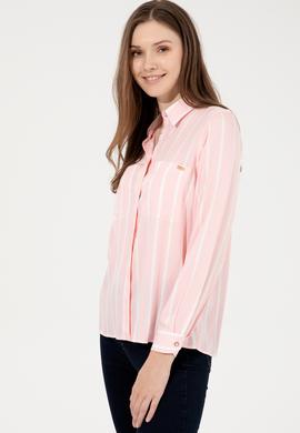 Kadın Pembe Viskon Gömlek Uzunkol - 50248411014