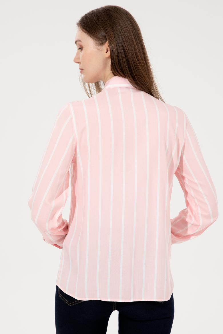 Kadın Pembe Viskon Gömlek Uzunkol - 50248411014