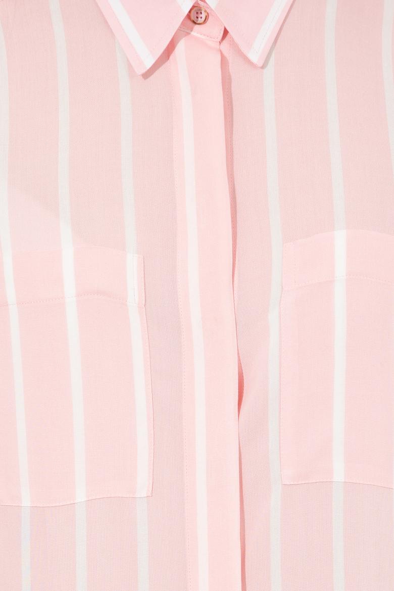 Kadın Pembe Viskon Gömlek Uzunkol - 50248411014