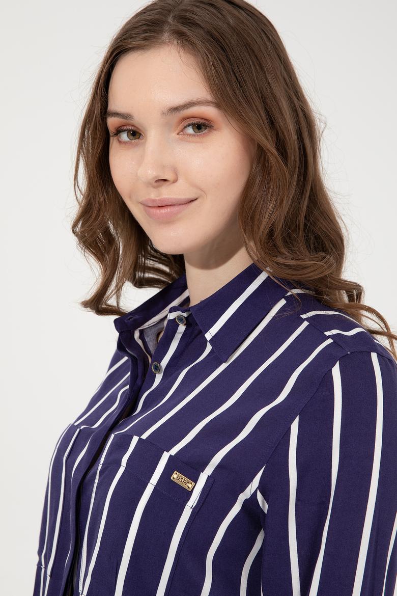 Kadın Lacivert Uzun Kollu Gömlek - 50248411036