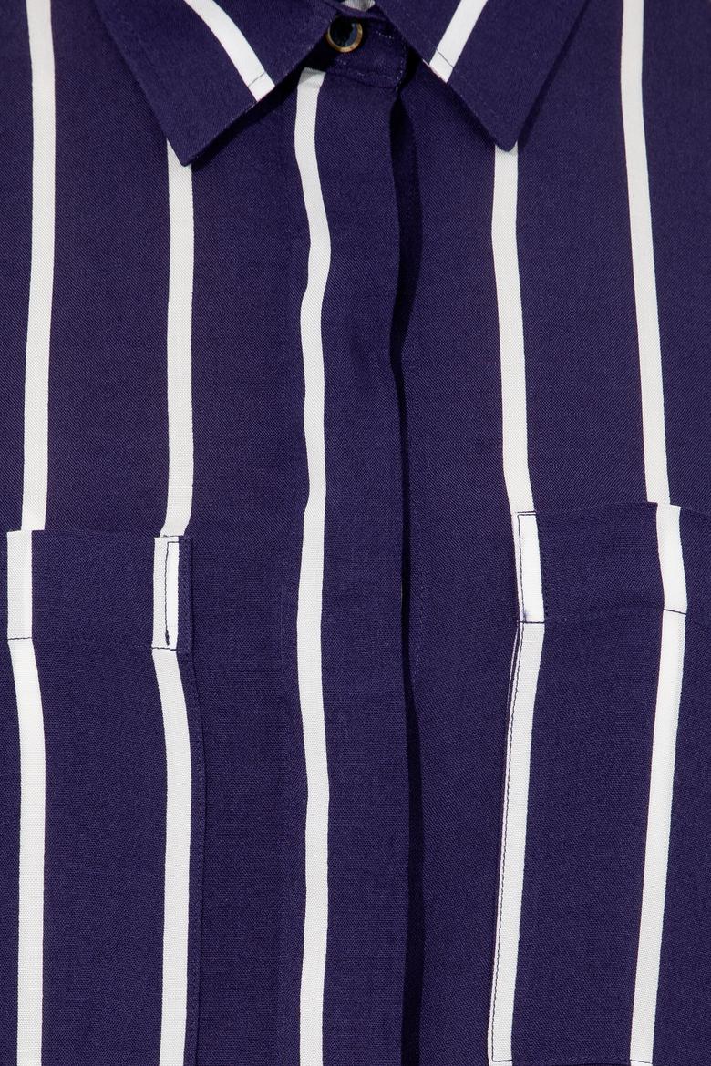 Kadın Lacivert Uzun Kollu Gömlek - 50248411036