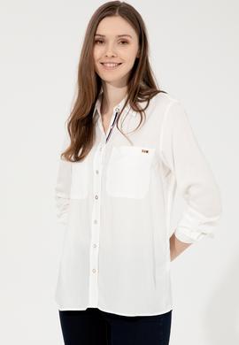 Kadın Beyaz Viskon Gömlek Uzunkol - 50254694002