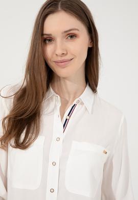 Kadın Beyaz Viskon Gömlek Uzunkol - 50254694002