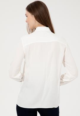 Kadın Beyaz Viskon Gömlek Uzunkol - 50254694002