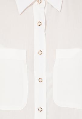 Kadın Beyaz Viskon Gömlek Uzunkol - 50254694002