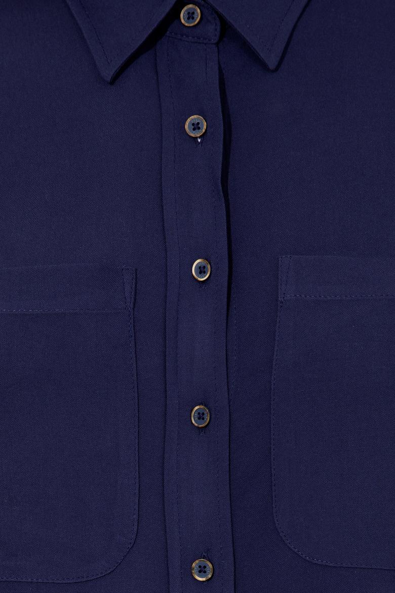 Kadın Lacivert Uzun Kollu Gömlek - 50254694012