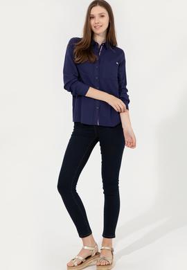 Kadın Lacivert Uzun Kollu Gömlek - 50254694012