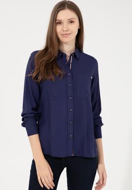 Kadın Lacivert Uzun Kollu Gömlek - 50254694012