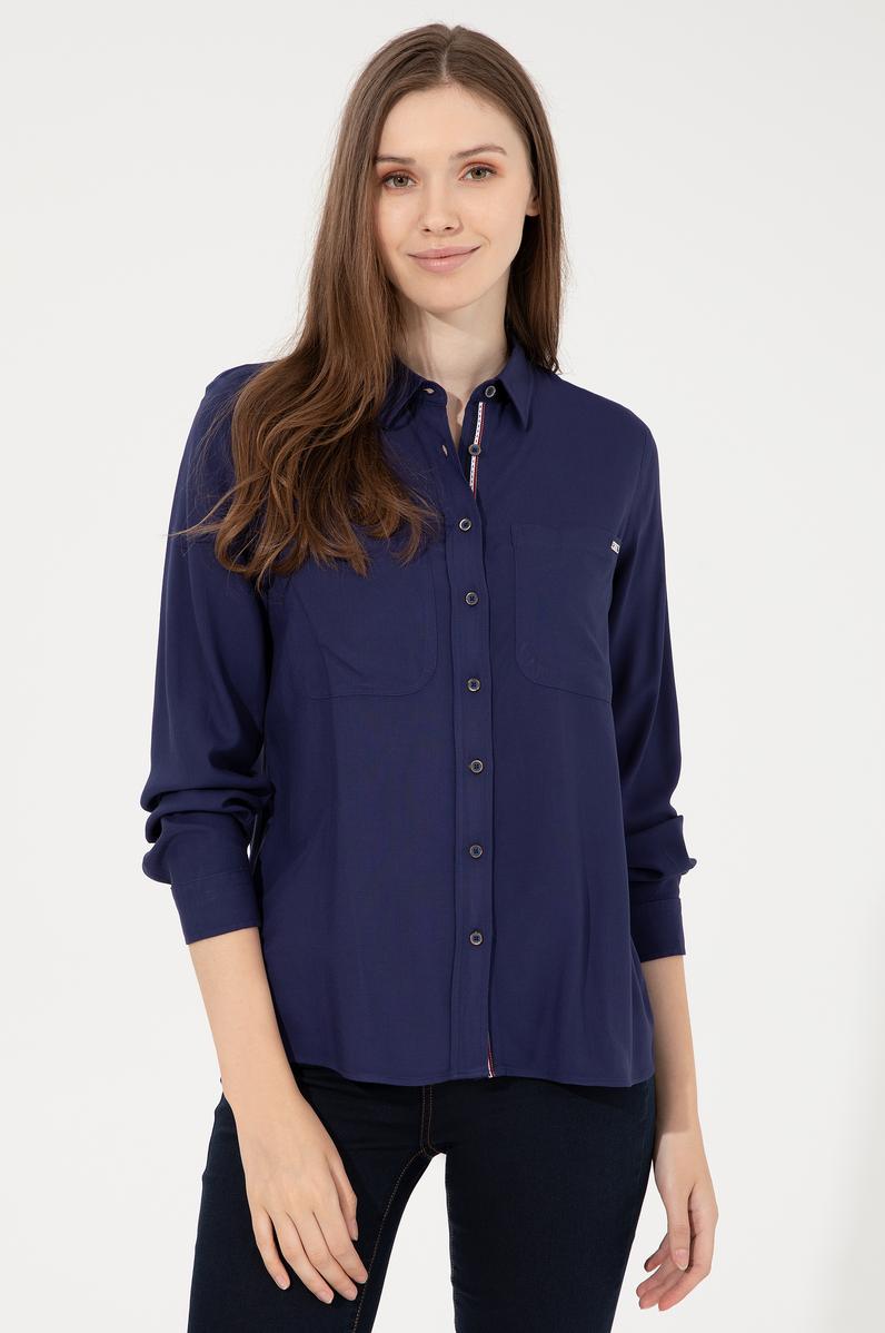 Kadın Lacivert Uzun Kollu Gömlek