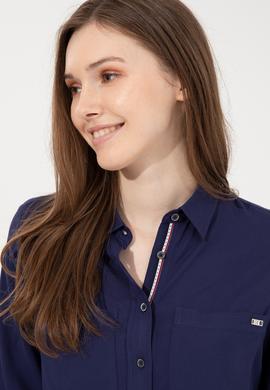 Kadın Lacivert Uzun Kollu Gömlek - 50254694012