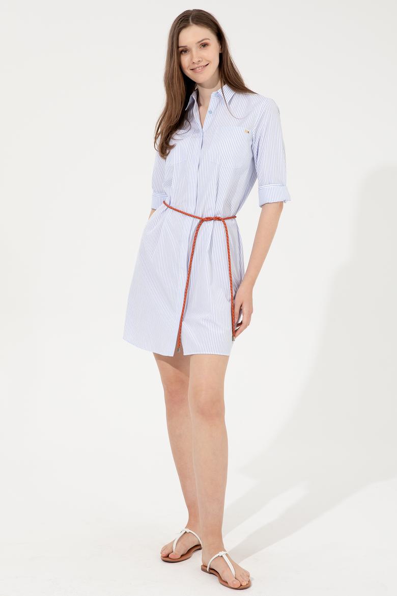 Kadın Açık Mavi Dokuma Elbise - 50254693015