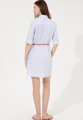 Kadın Açık Mavi Dokuma Elbise - 50254693015