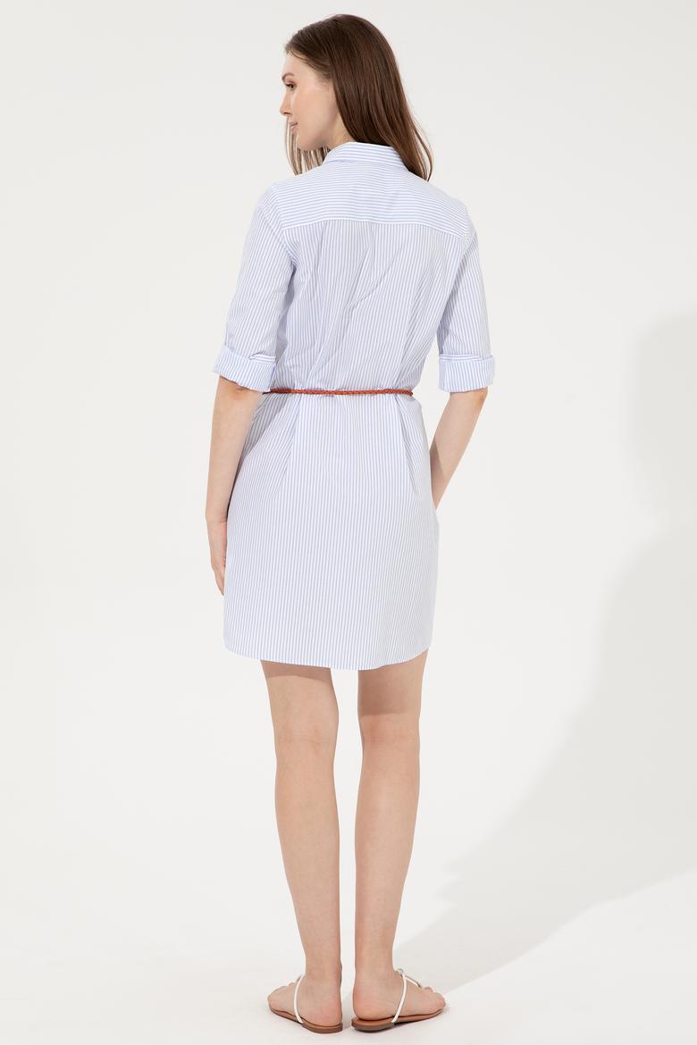 Kadın Açık Mavi Dokuma Elbise - 50254693015